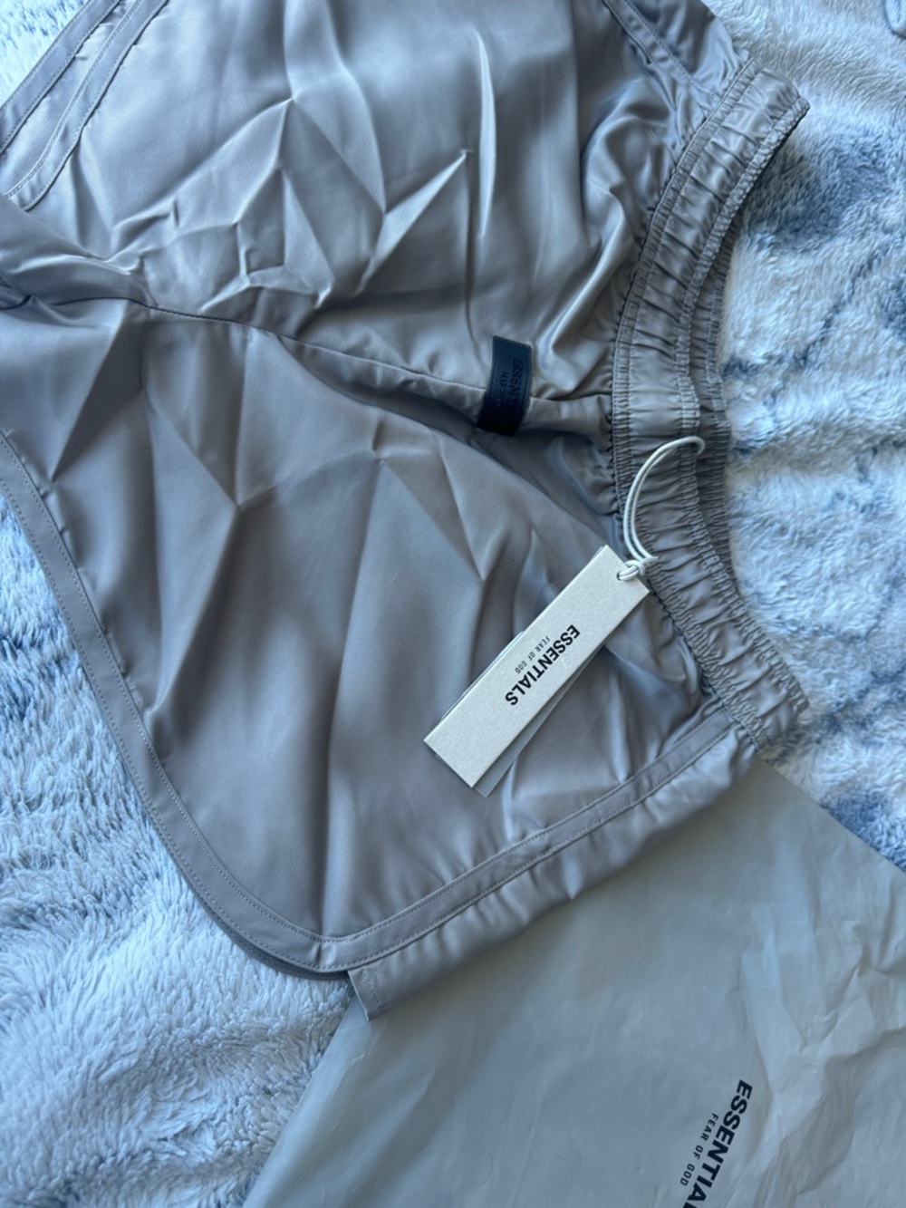 ESSENTIALS Light Gray Athletic Shorts with Elastic Waist